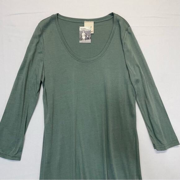 Sage Green Scoop Neck T-shirt Dress rayon spandex lightweight travel Size Large - Picture 3 of 9